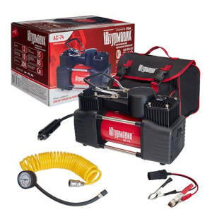 Компрессор Штурмовик AC-74 150psi/15Amp/85л/2 цилиндра/PU шланг 5,0м с дефлятором