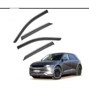 Дефлектори вікон Hyundai Ioniq 5 2021+ нерж. з хром полоскою (HAWK)