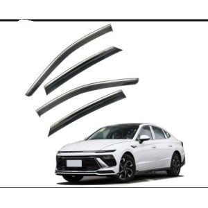 Дефлектори вікон Hyundai Sonata 2024 нерж. з хром полоскою (HAWK) — Hyundai Sonata 8 2019-