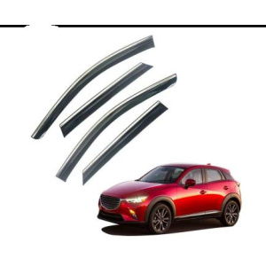 Дефлекторы окон Mazda CX-3 2016+ нерж. з хром полоскою (HAWK)
