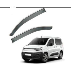 Дефлектори вікон Fiat Doblo 2022 нерж. з хром полоскою (HAWK) — Fiat Doblo 2022-