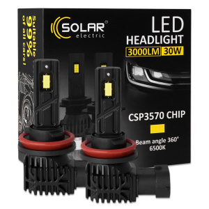 Автолампа Solar LED H8-H11-H16 12V 30W 3000Lm 6500K CSP3570 2шт