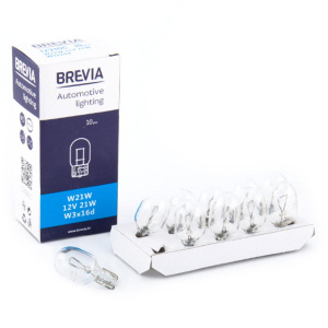 Лампа накаливания Brevia W21W 12V 21W W3x16d CP, 10шт