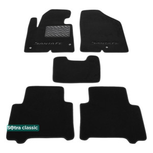 Двошарові килимки Hyundai Santa Fe (1-2 ряд) (DM / NC) (mkIII) 2013> - Classic 7mm Black Sotra