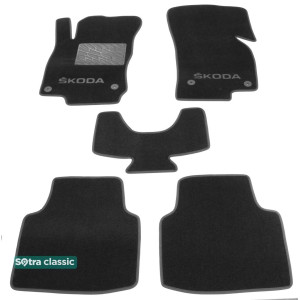 Двошарові килимки Skoda Superb (mkIII) 2015 → - Classic 7mm Black Sotra