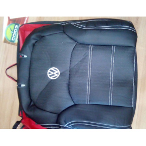 Чохли на сидіння Volkswagen Passat B7 2010-2015 (140.17.24 чп+ч+біла нитка +білий зн) екокожа - Готові | Союз Авто