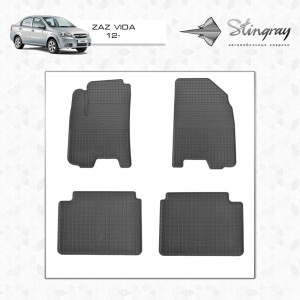 Килимки в салон Chevrolet Aveo 2002-2011 (design 2016) (4 шт) гумові Stingray